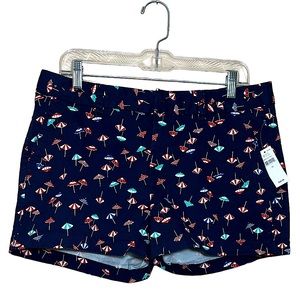 NWT Gap navy red white beach umbrella print city shorts size 10 NEW